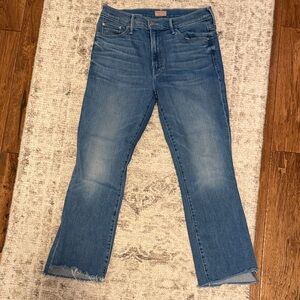MOTHER Inside Crop Step Fray Jeans - “Out of the Blue”